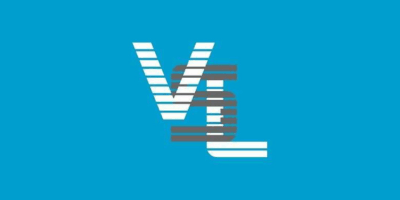 Stylized logo with white striped 'VS' overlapping a gray striped 'L' on a blue background.