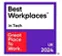 Purple badge for Best Workplaces in Tech UK 2024 by Great Place To Work.