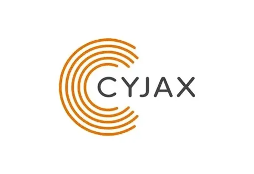 CYJAX logo with concentric orange circles forming a C shape next to the grey text CYJAX.