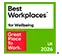Great Place to Work UK 2023 badge for Best Workplaces for Wellbeing.