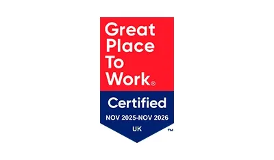 Great Place To Work Certified badge for the UK, valid Nov 2025-Nov 2026.